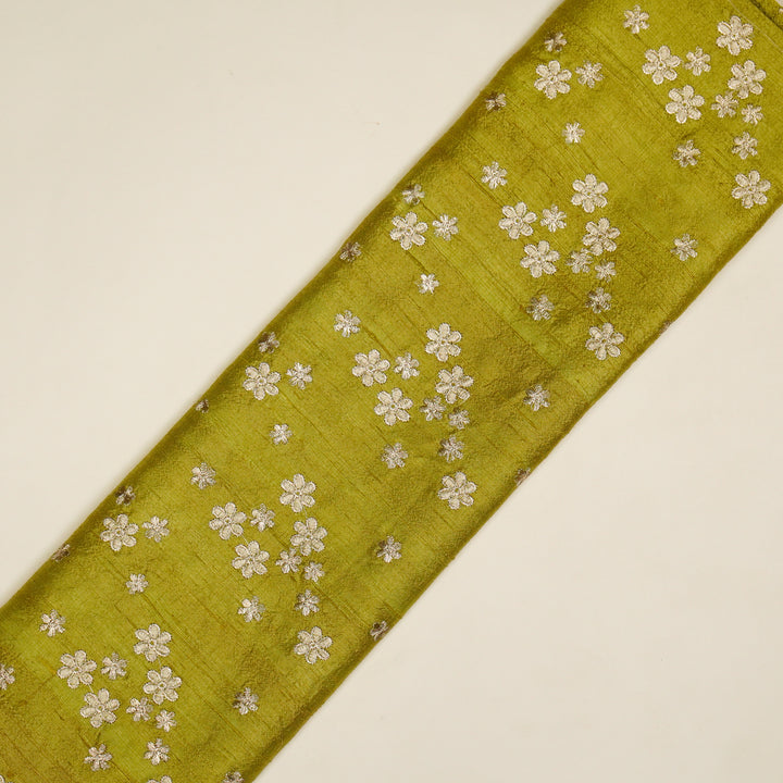 Afnan Buti on Olive  Raw Silk Embroidered Fabric