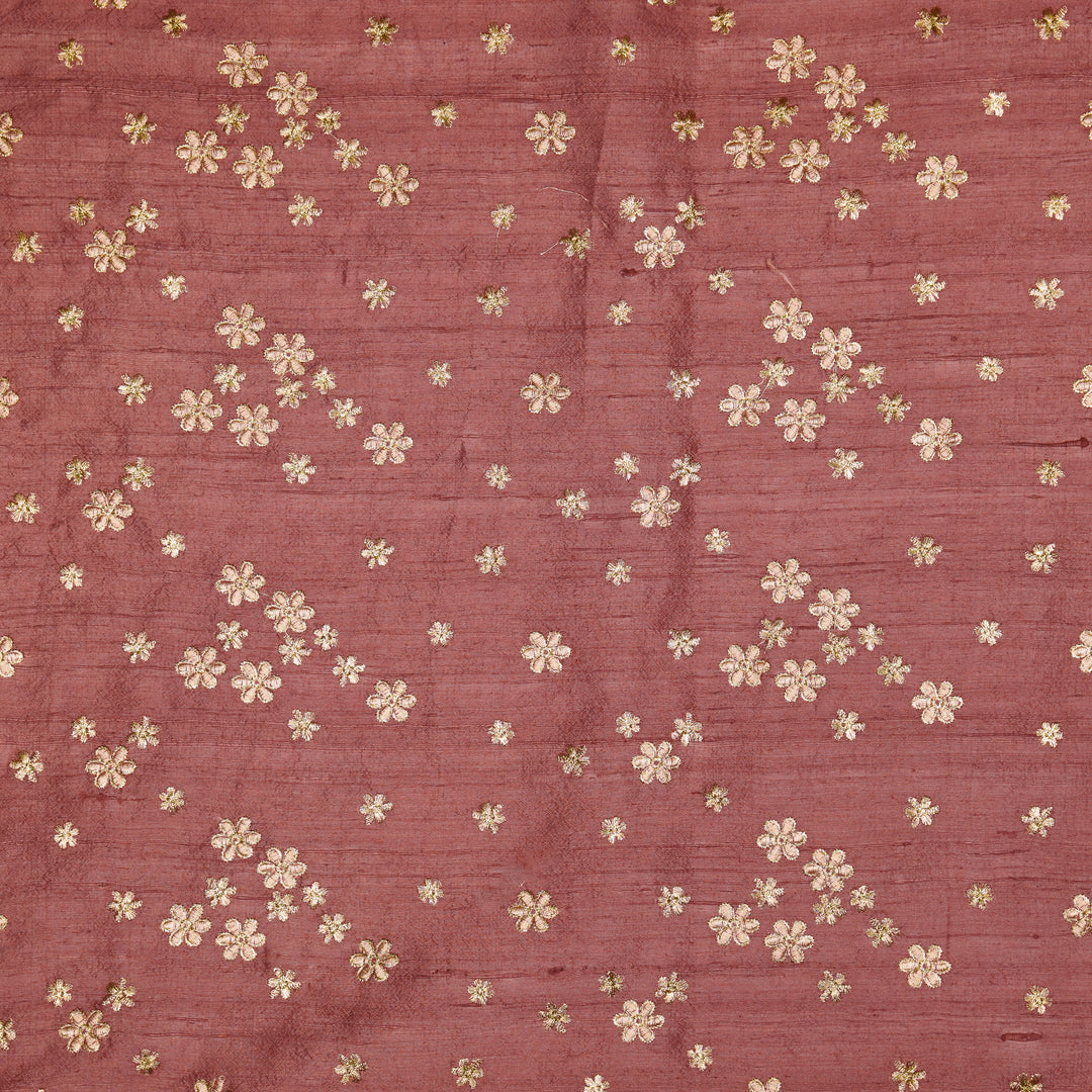 Afnan Buti on Onion Pink Raw Silk Embroidered Fabric