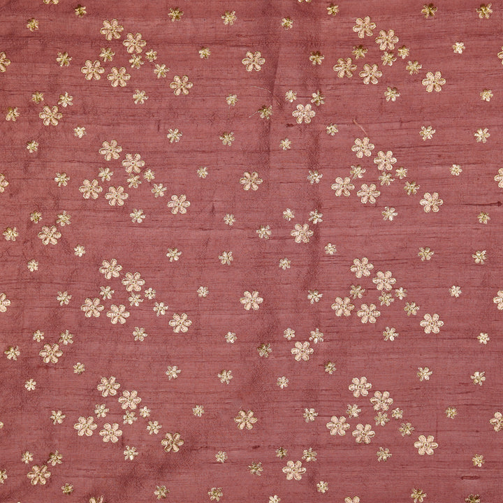 Afnan Buti on Onion Pink Raw Silk Embroidered Fabric