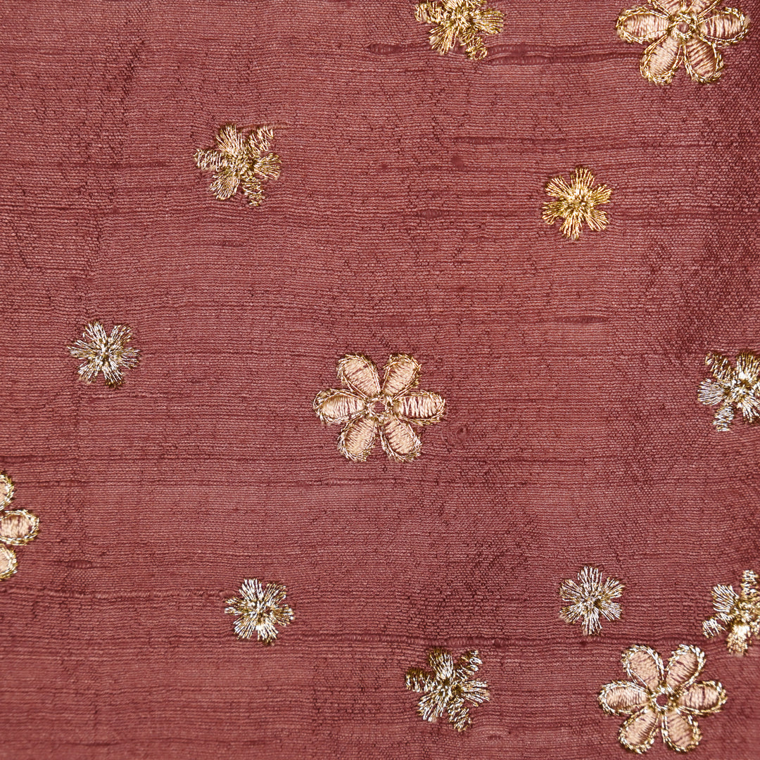 Afnan Buti on Onion Pink Raw Silk Embroidered Fabric