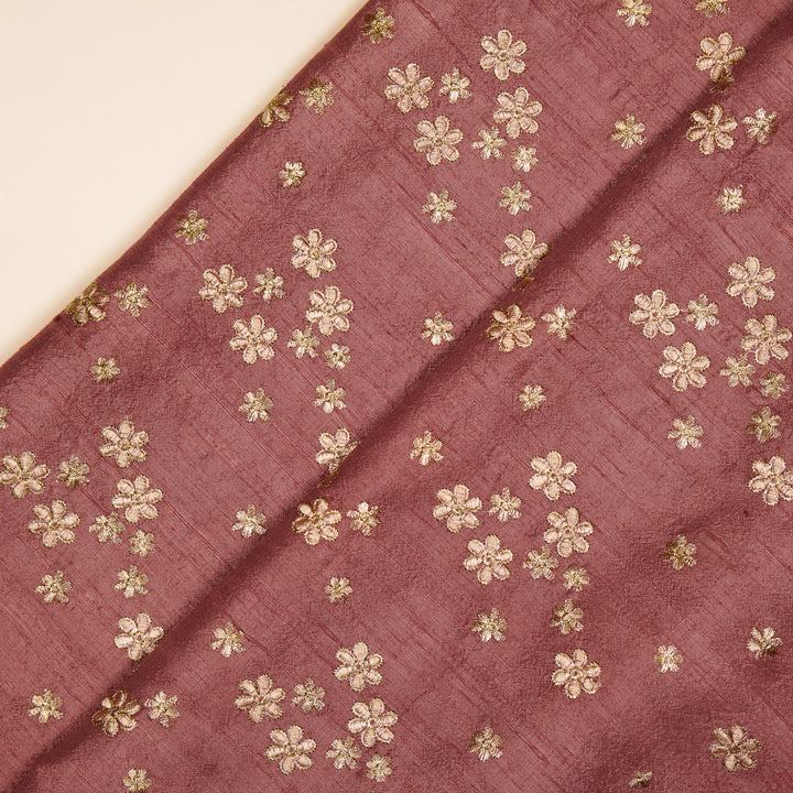 Afnan Buti on Onion Pink Raw Silk Embroidered Fabric