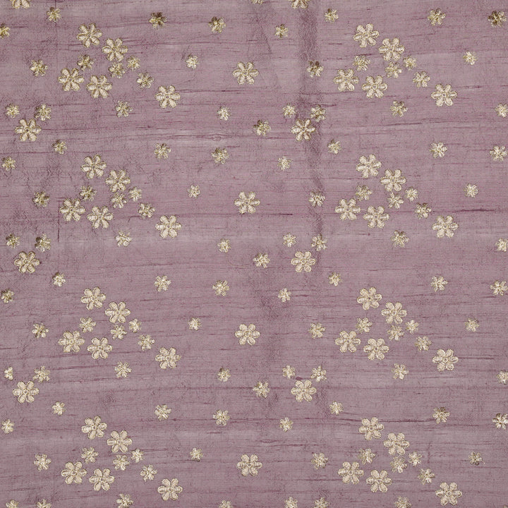 Afnan Buti on Deep Mauve Raw Silk Embroidered Fabric