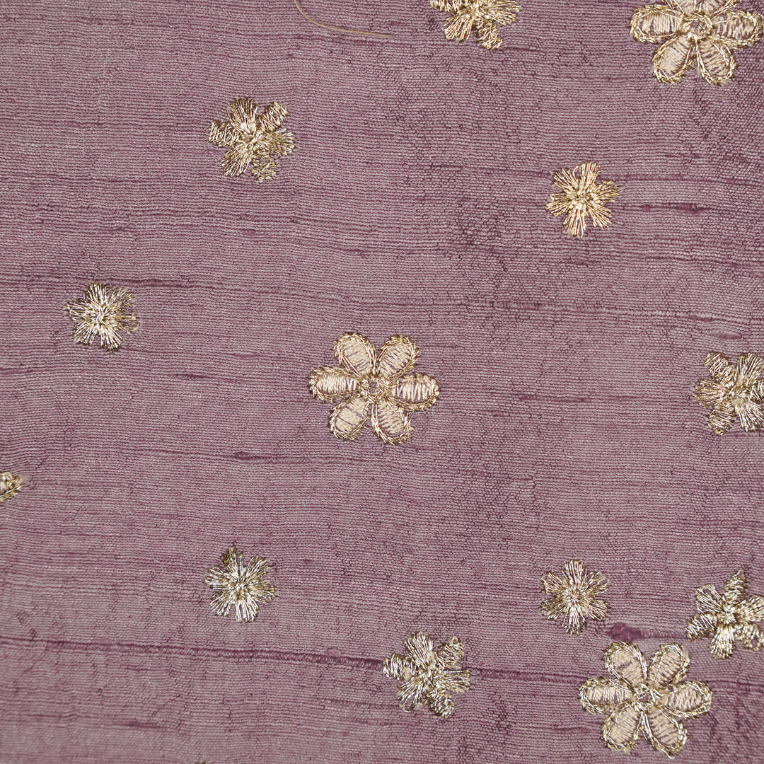 Afnan Buti on Deep Mauve Raw Silk Embroidered Fabric