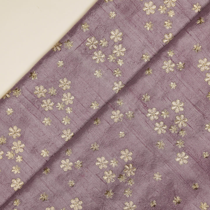 Afnan Buti on Deep Mauve Raw Silk Embroidered Fabric