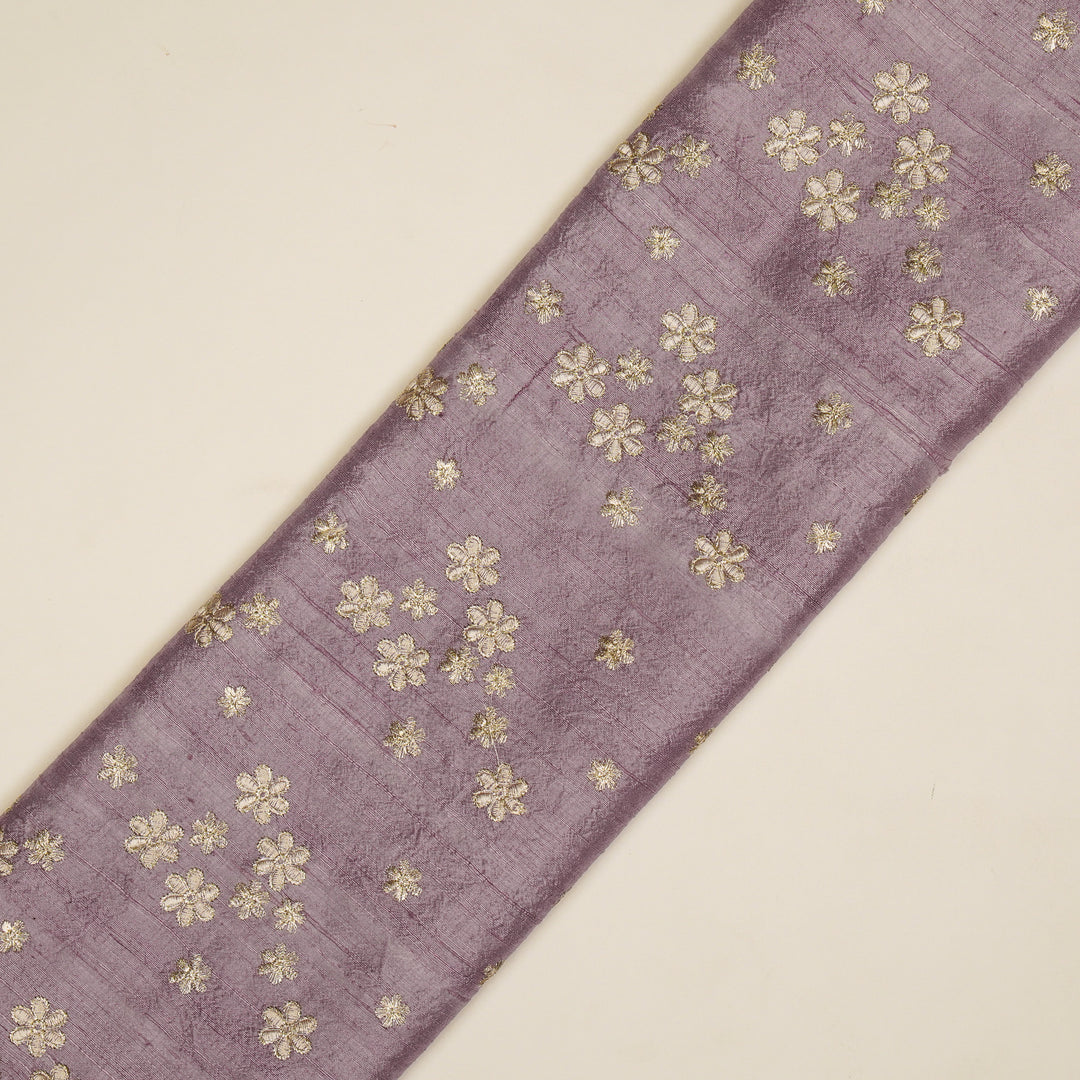 Afnan Buti on Deep Mauve Raw Silk Embroidered Fabric