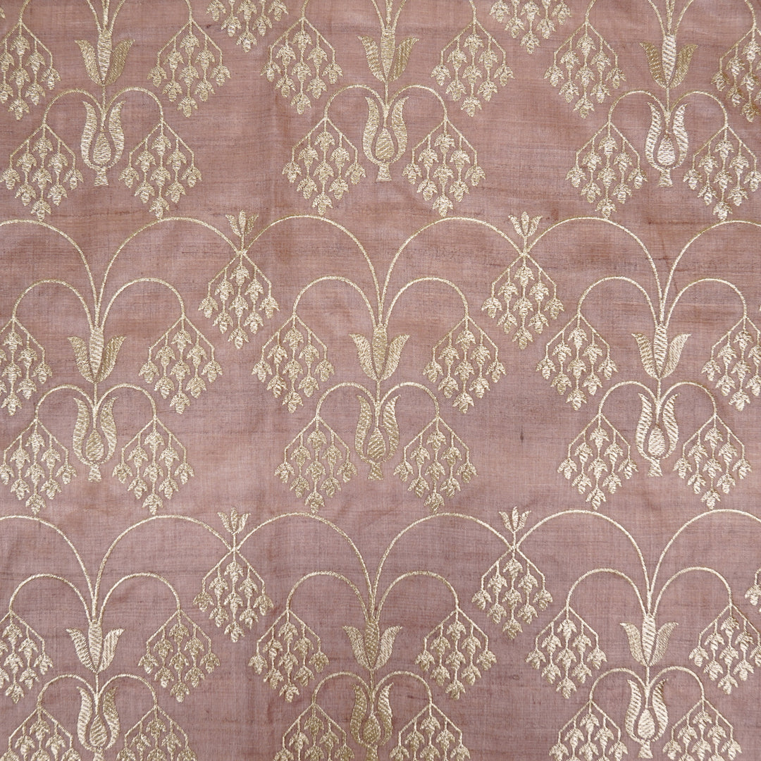 Bushra Jaal On Onion Tussar Silk Embroidered Fabric