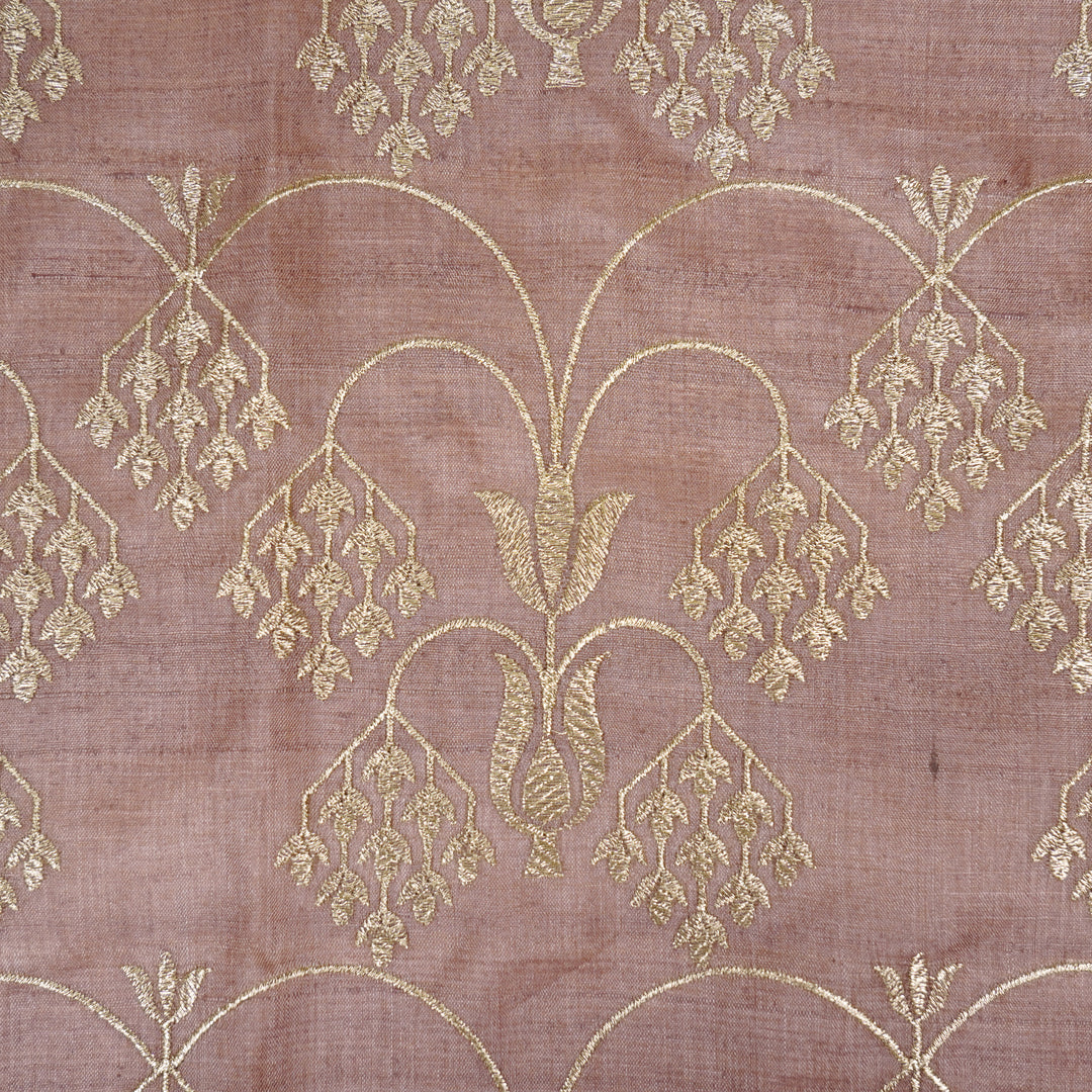 Bushra Jaal On Onion Tussar Silk Embroidered Fabric