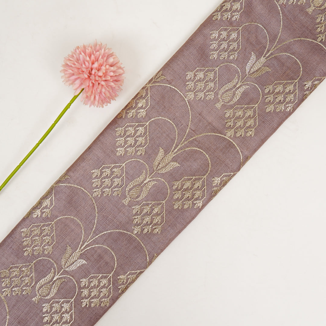 Bushra Jaal On Onion Tussar Silk Embroidered Fabric