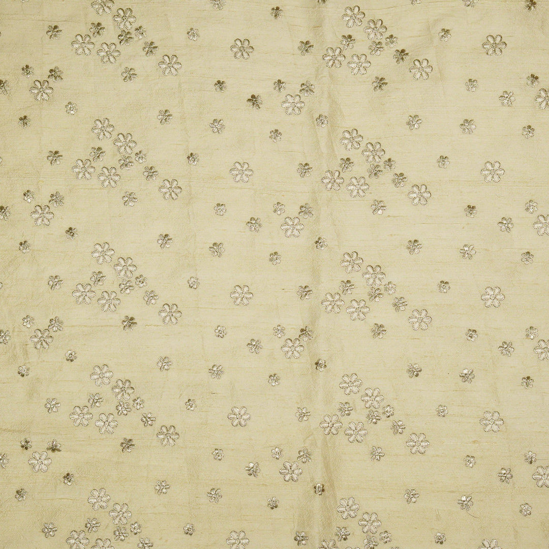 Afnan Buti on Cream Raw Silk Embroidered Fabric