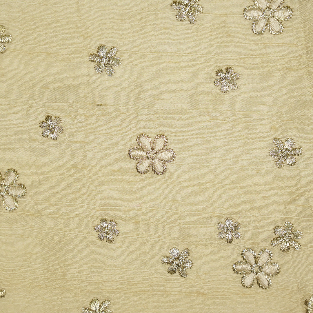 Afnan Buti on Cream Raw Silk Embroidered Fabric
