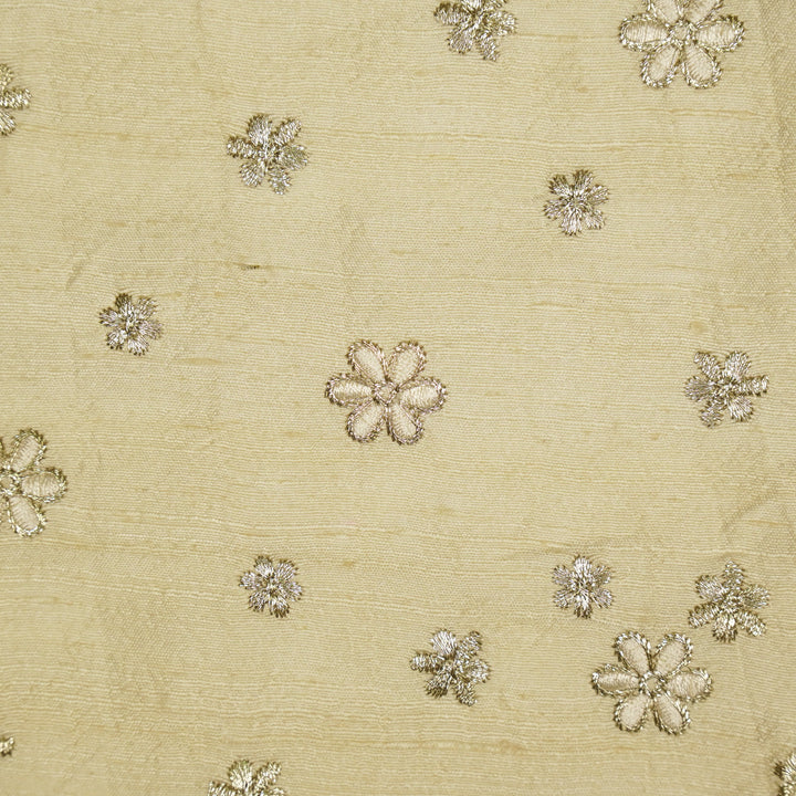 Afnan Buti on Cream Raw Silk Embroidered Fabric