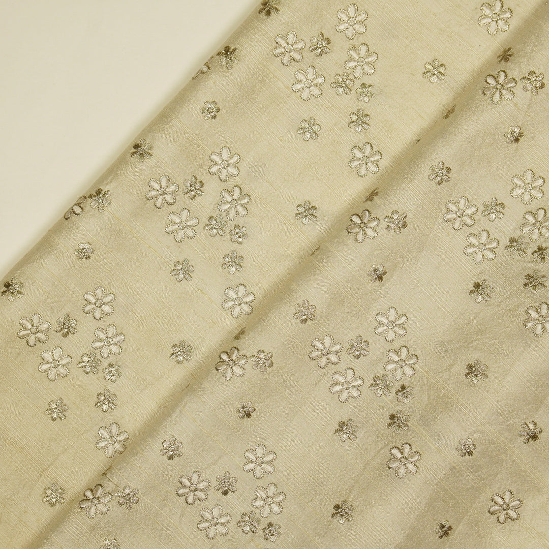 Afnan Buti on Cream Raw Silk Embroidered Fabric