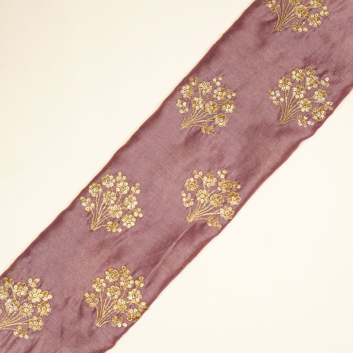 Warda Buta on Deep Mauve Silk Chanderi Embroidered Fabric