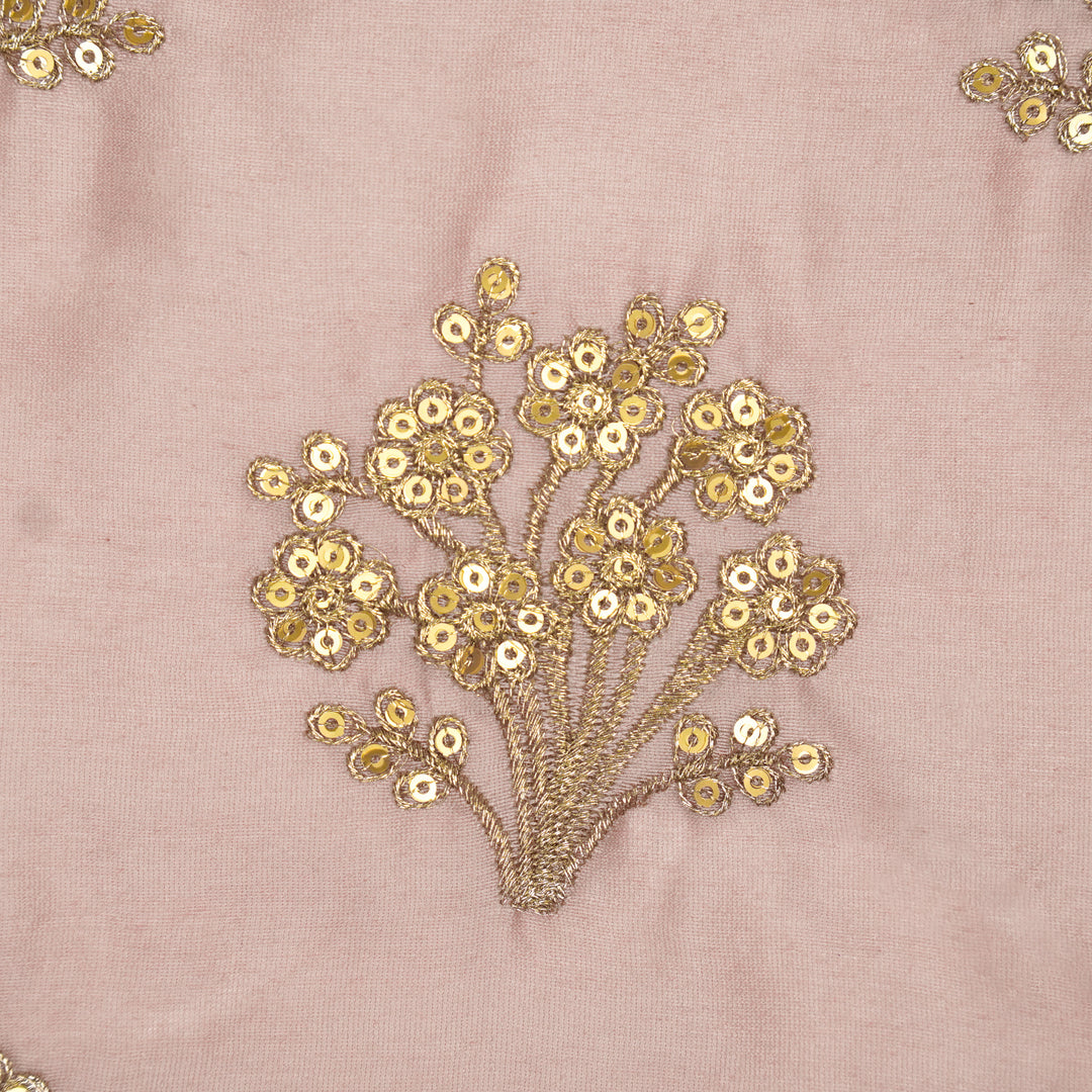 Warda Buta on Onion Pink Silk Chanderi Embroidered Fabric