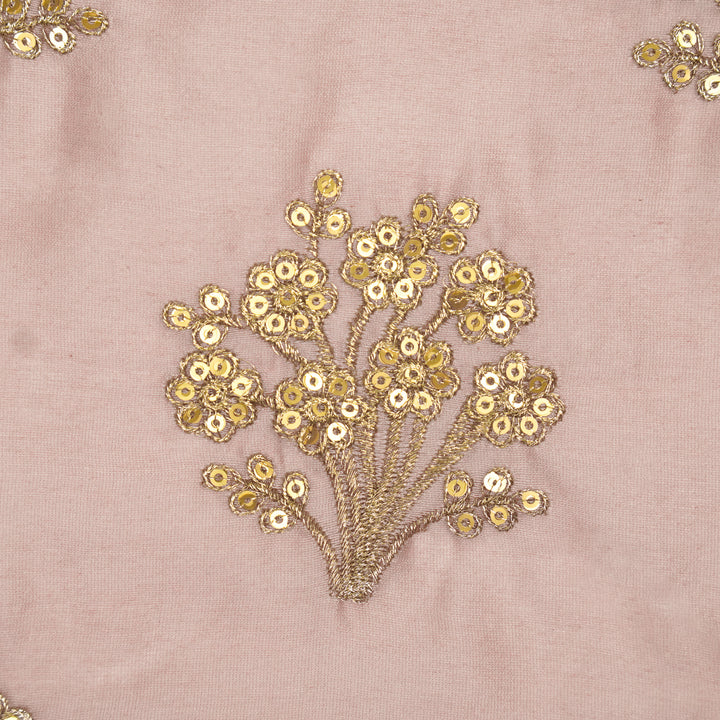 Warda Buta on Onion Pink Silk Chanderi Embroidered Fabric