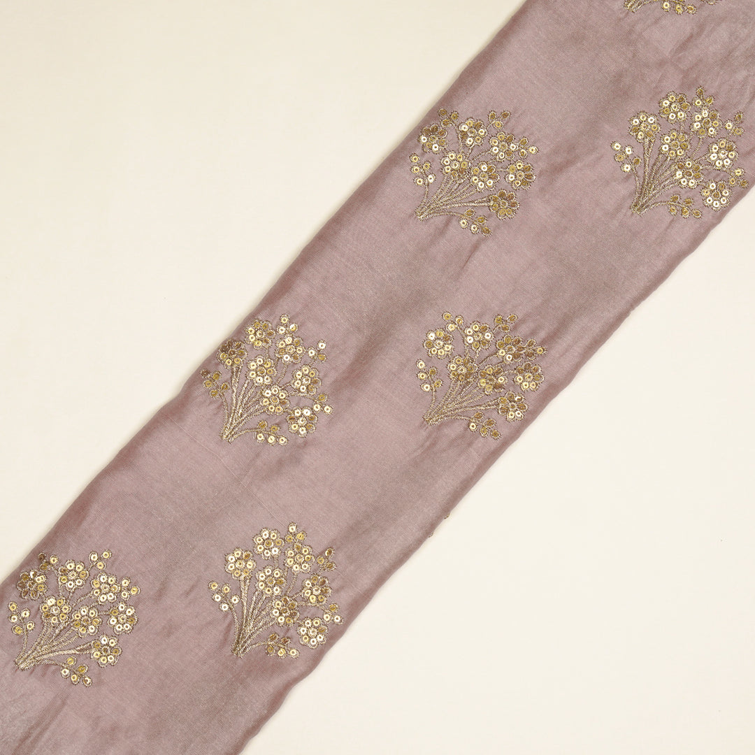 Warda Buta on Onion Pink Silk Chanderi Embroidered Fabric