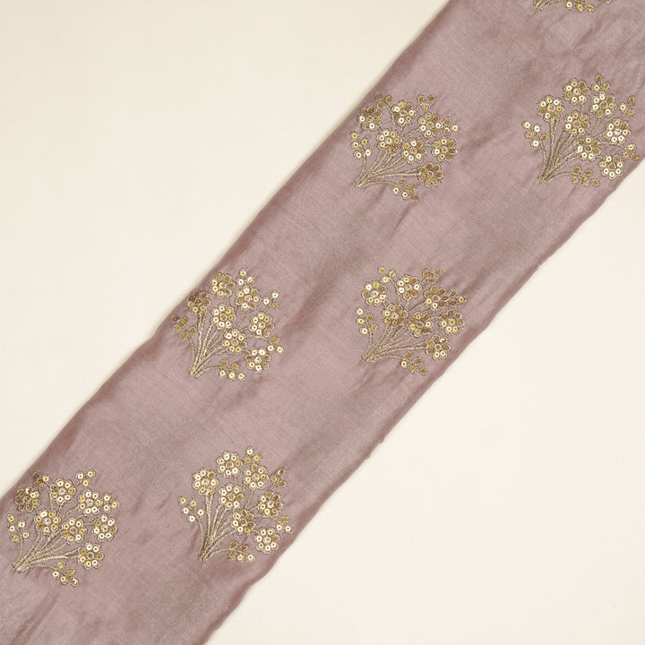 Warda Buta on Onion Pink Silk Chanderi Embroidered Fabric