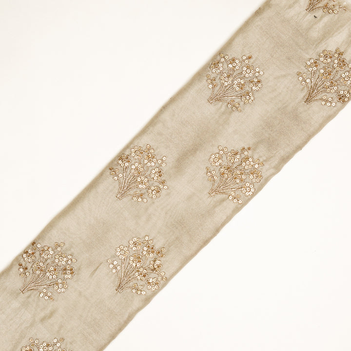 Warda Buta on Cream Silk Chanderi Embroidered Fabric
