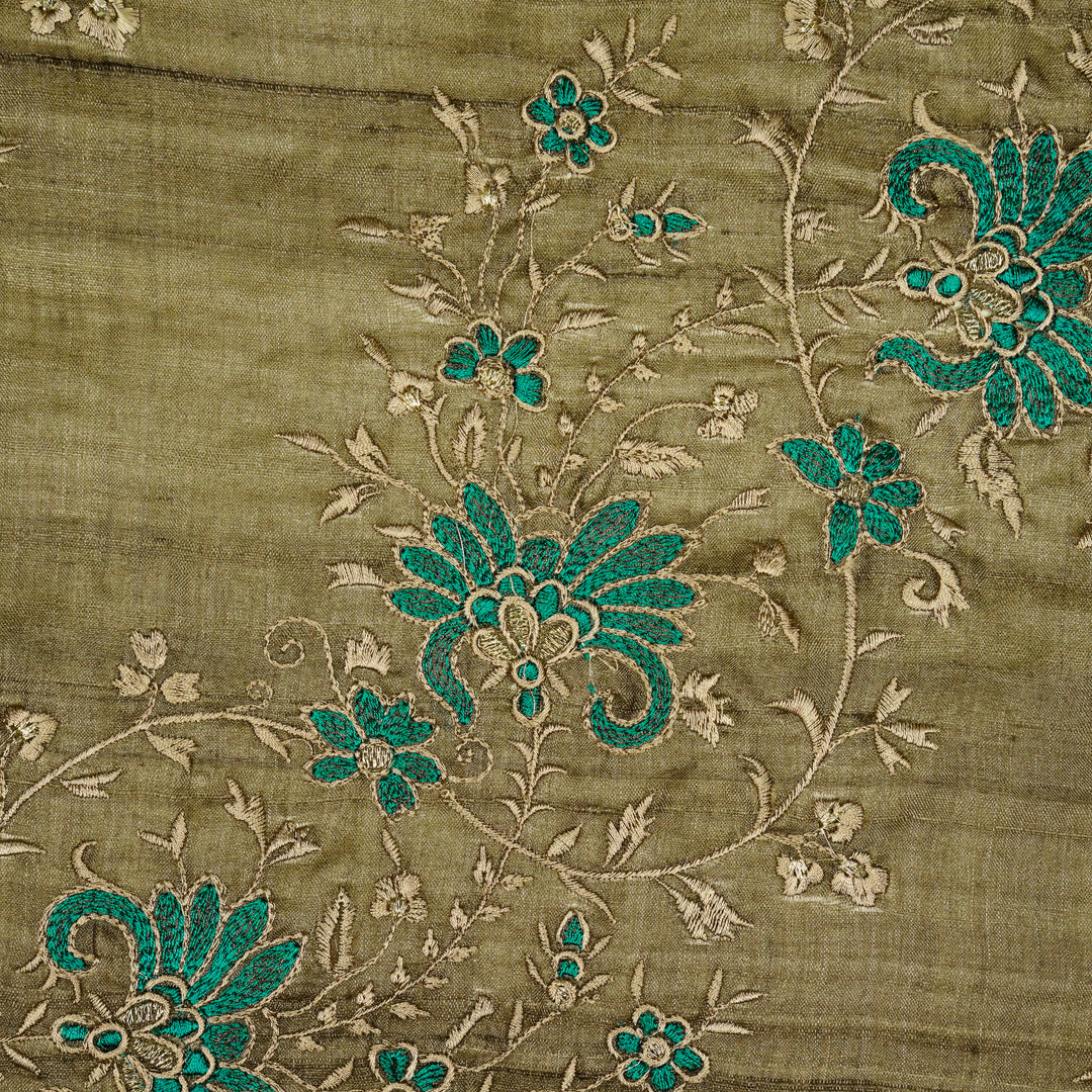 Shamsa Jaal On Mouse Tussar Silk Embroidered Fabric