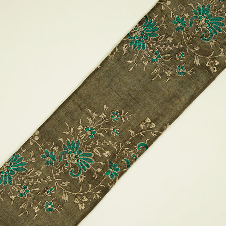 Shamsa Jaal On Mouse Tussar Silk Embroidered Fabric