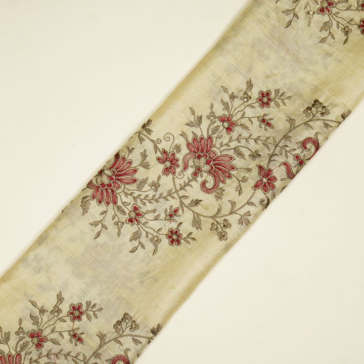 Shamsa Jaal On Natural Tussar Silk Embroidered Fabric