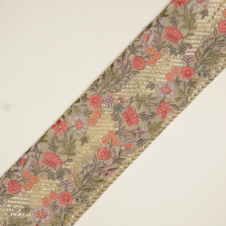 Kanan Jaal on Cream Semi Georgette Embroidered Fabric