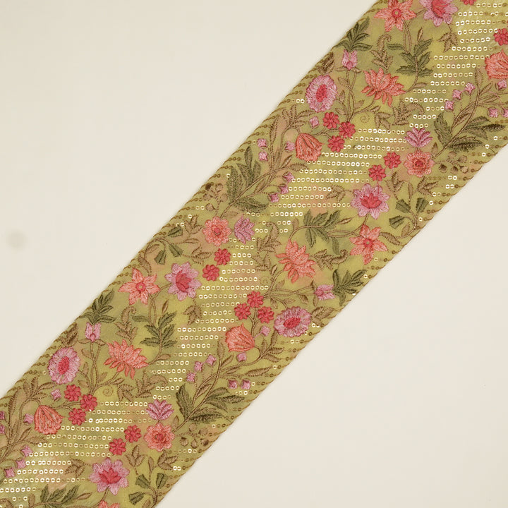Kanan Jaal on Lemon Semi Georgette Embroidered Fabric