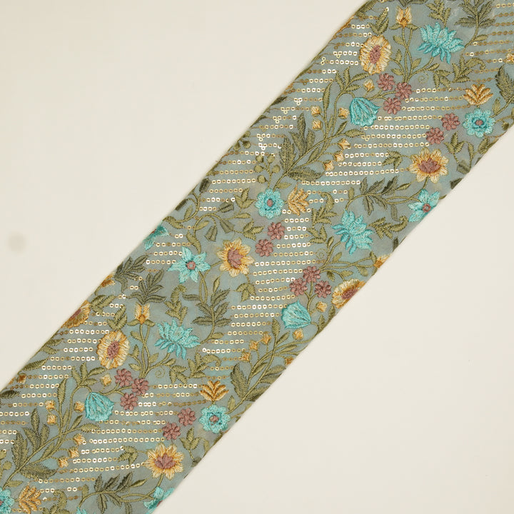 Kanan Jaal on Light Aqua Semi Georgette Embroidered Fabric