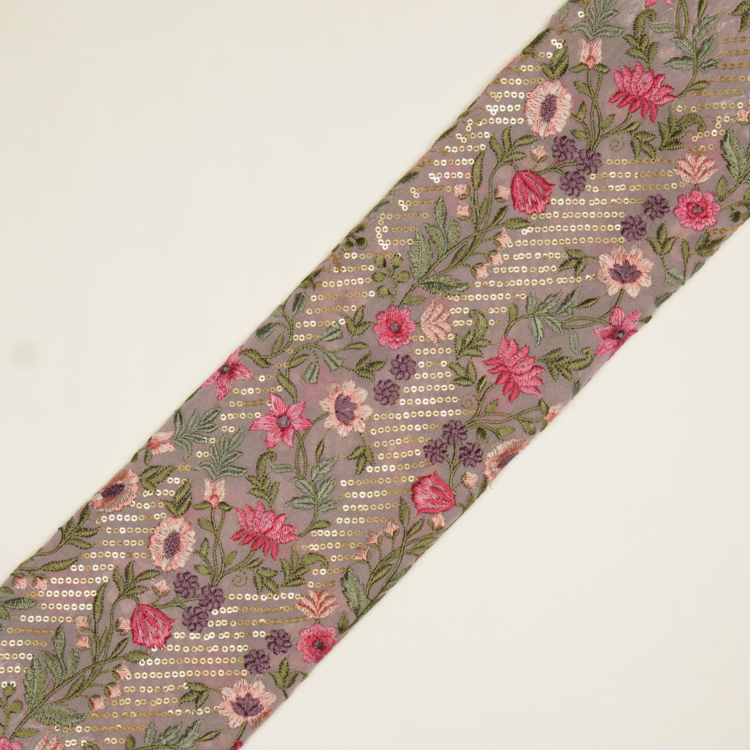 Kanan Jaal on Lavender Semi Georgette Embroidered Fabric