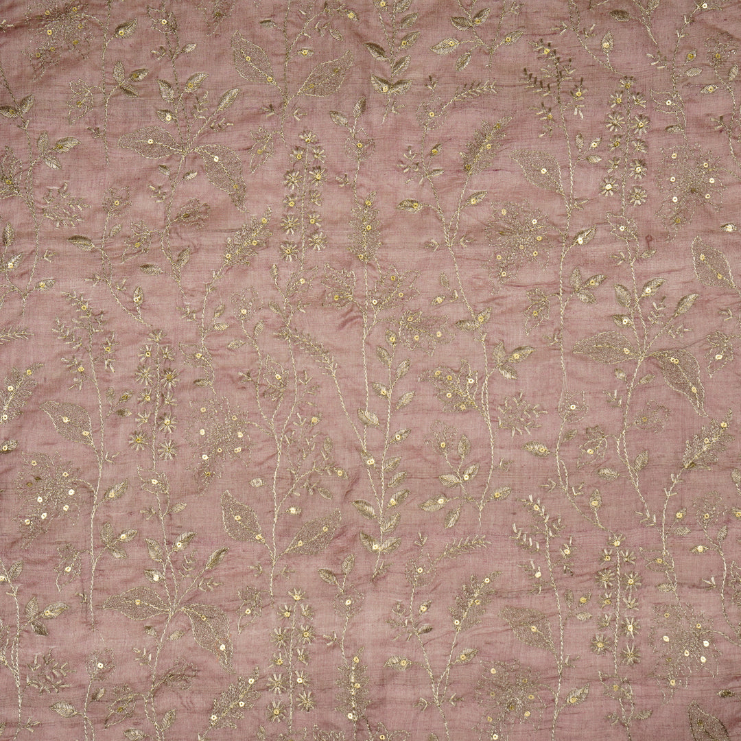 Maysa Jaal On Lilac Tussar Silk Embroidered Fabric