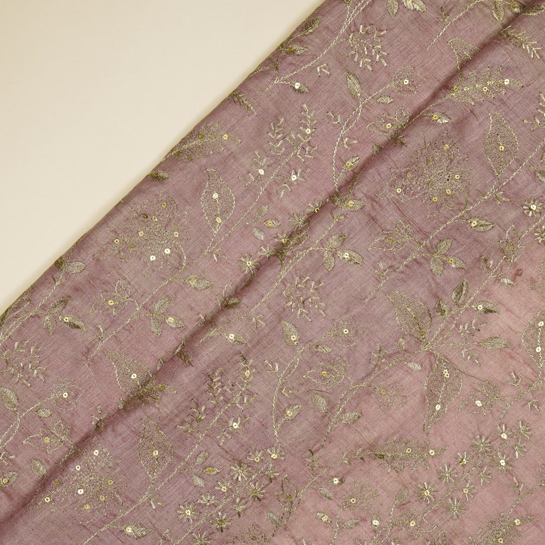 Maysa Jaal On Lilac Tussar Silk Embroidered Fabric