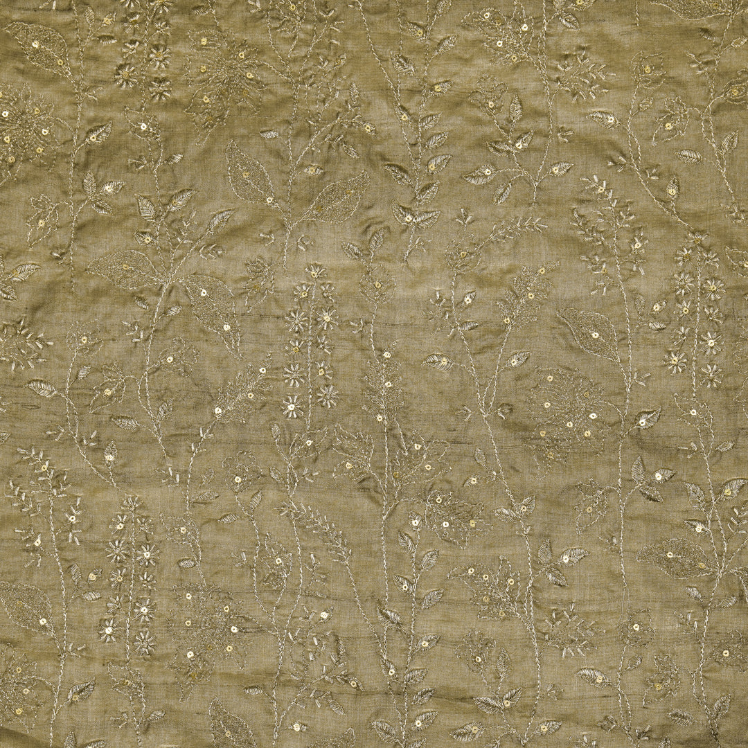 Maysa Jaal On Mouse Tussar Silk Embroidered Fabric