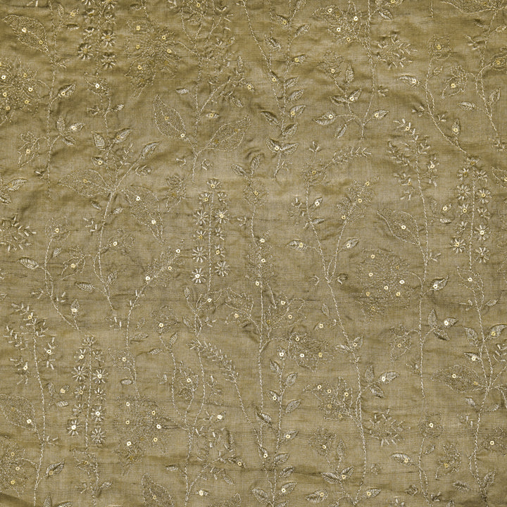 Maysa Jaal On Mouse Tussar Silk Embroidered Fabric