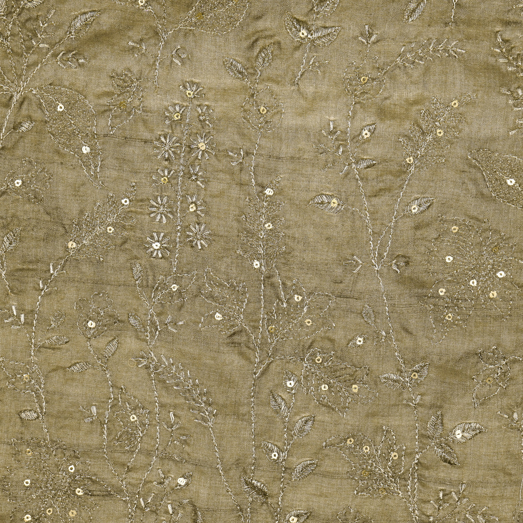 Maysa Jaal On Mouse Tussar Silk Embroidered Fabric