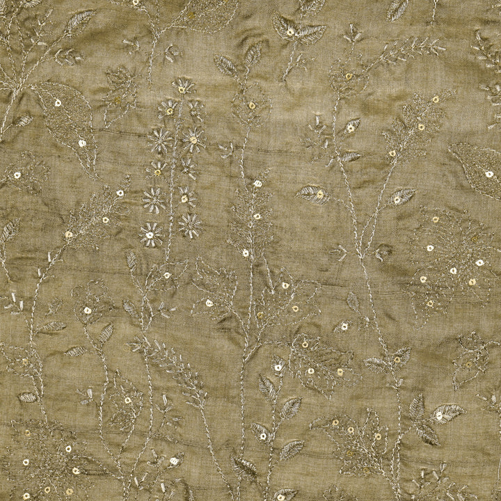 Maysa Jaal On Mouse Tussar Silk Embroidered Fabric