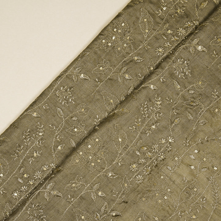 Maysa Jaal On Mouse Tussar Silk Embroidered Fabric