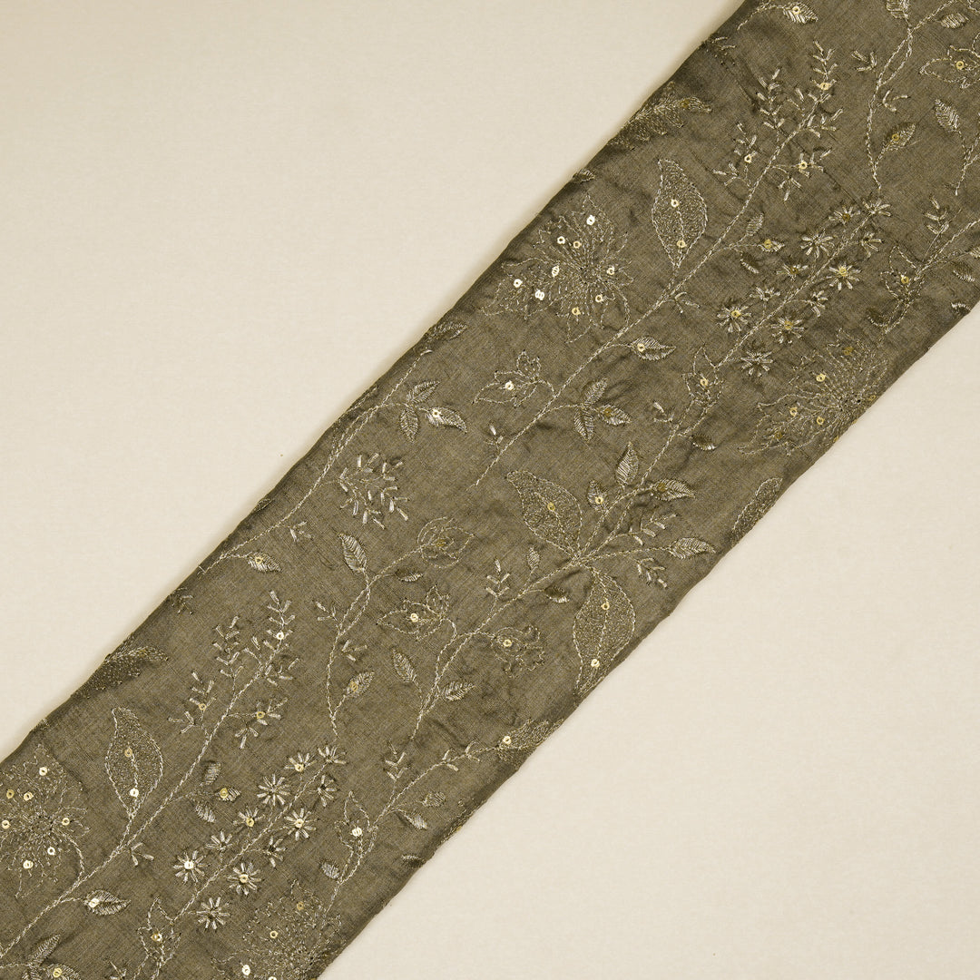 Maysa Jaal On Mouse Tussar Silk Embroidered Fabric