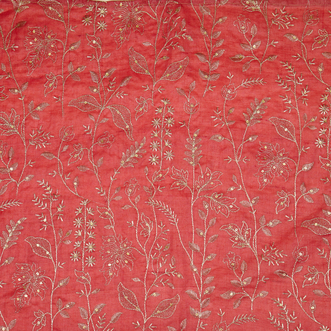 Maysa Jaal On Dusky Fuxia Tussar Silk Embroidered Fabric