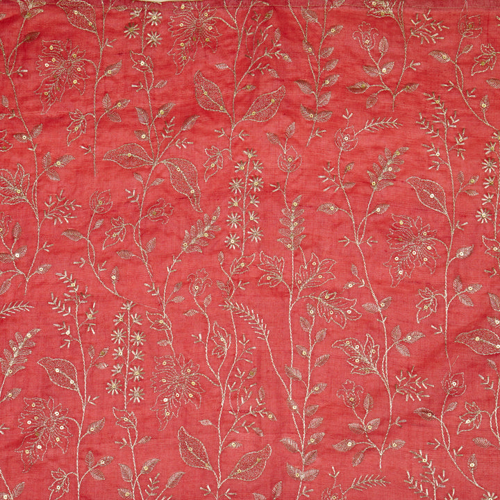 Maysa Jaal On Dusky Fuxia Tussar Silk Embroidered Fabric