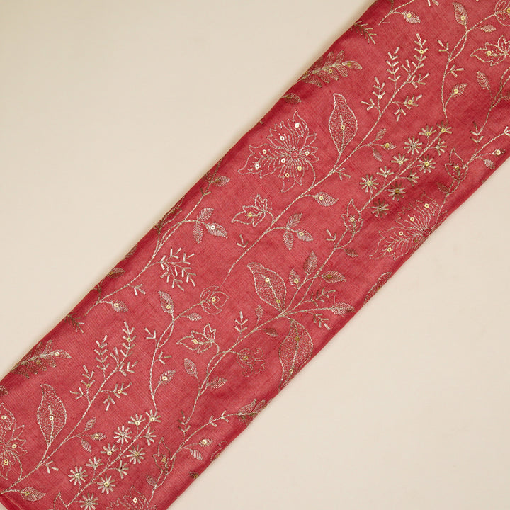 Maysa Jaal On Dusky Fuxia Tussar Silk Embroidered Fabric