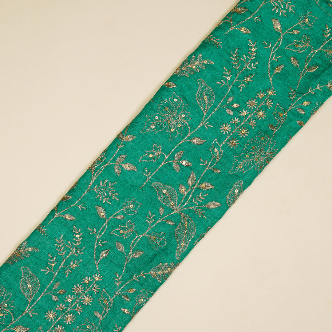 Maysa Jaal On Teal Tussar Silk Embroidered Fabric