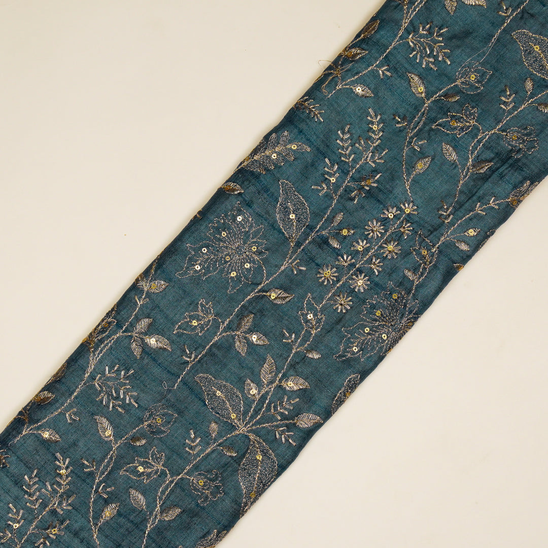 Maysa Jaal On Light Blue Tussar Silk Embroidered Fabric