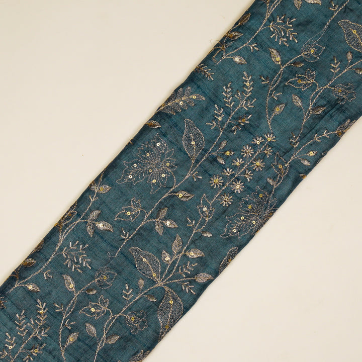 Maysa Jaal On Light Blue Tussar Silk Embroidered Fabric