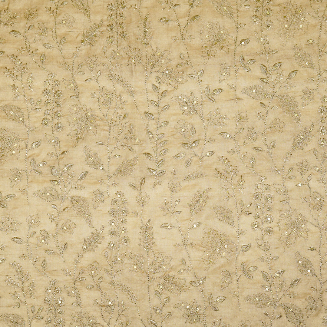 Maysa Jaal On Natural Tussar Silk Embroidered Fabric