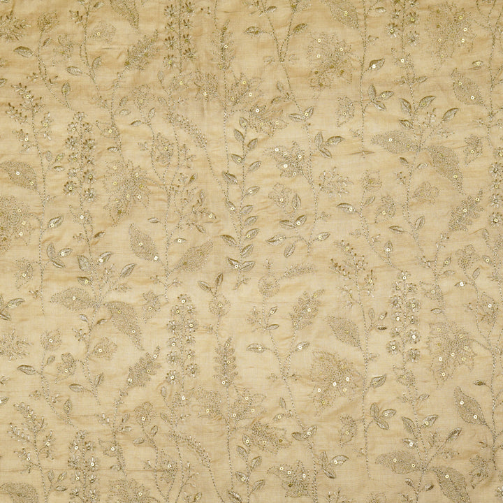 Maysa Jaal On Natural Tussar Silk Embroidered Fabric