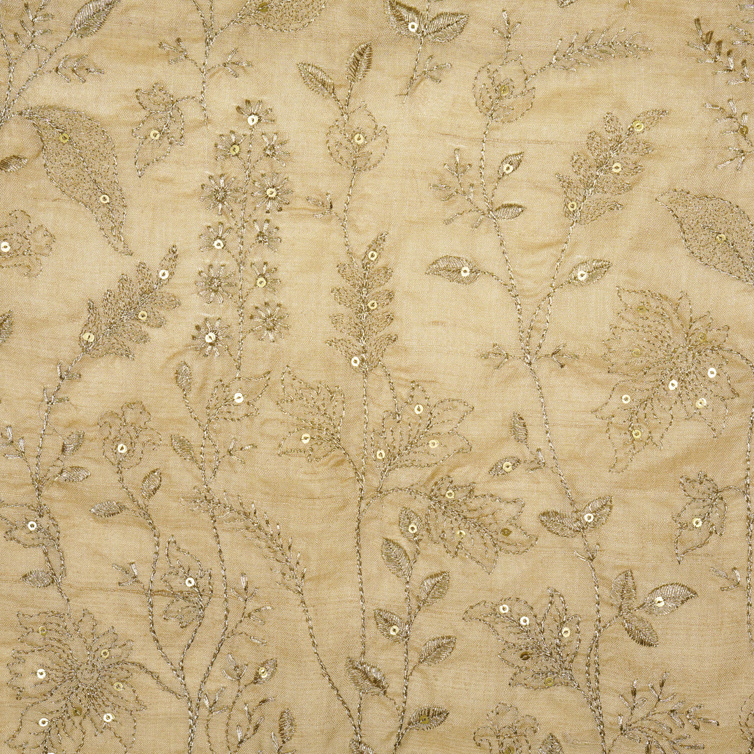 Maysa Jaal On Natural Tussar Silk Embroidered Fabric