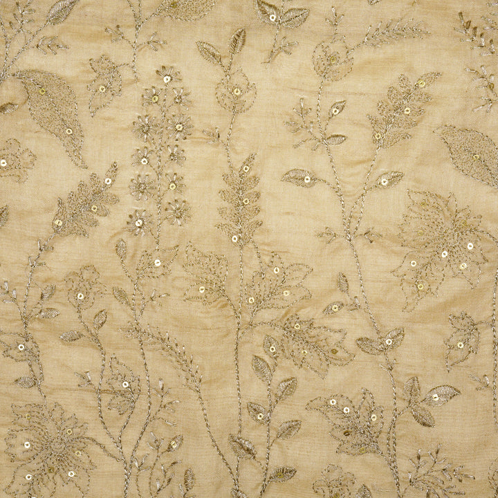 Maysa Jaal On Natural Tussar Silk Embroidered Fabric