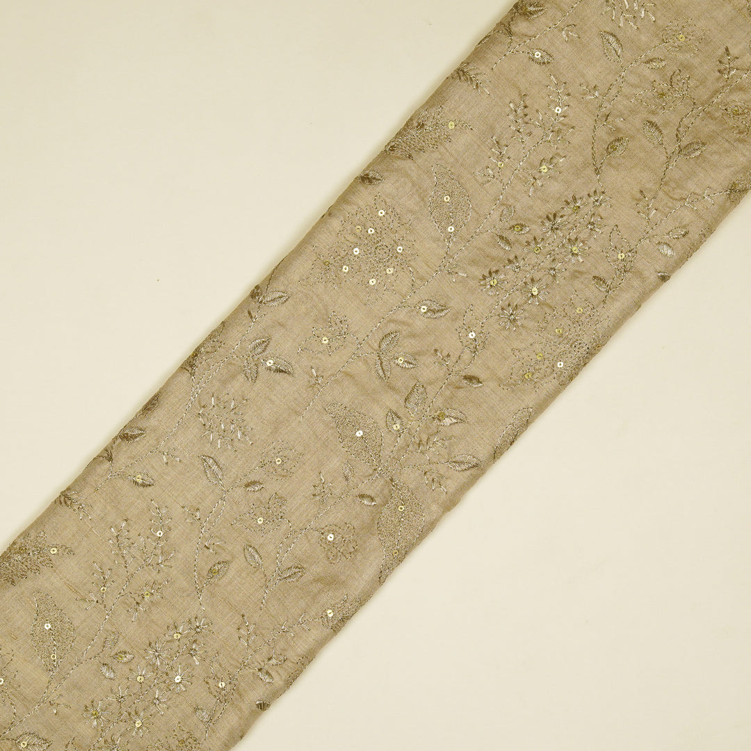 Maysa Jaal On Natural Tussar Silk Embroidered Fabric