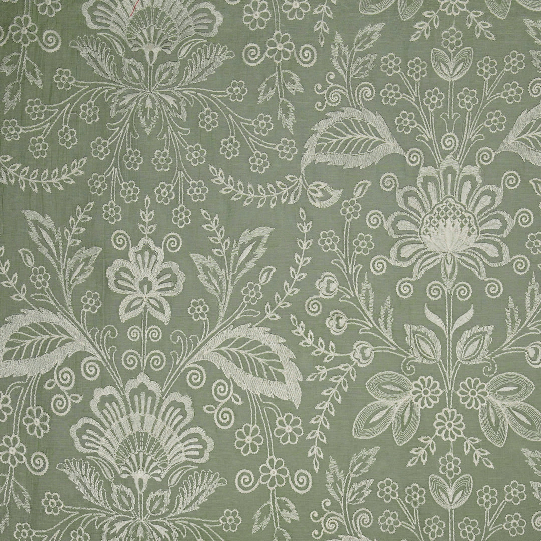 Mughal Bagicha Jaal on Sea Green Cotton Silk