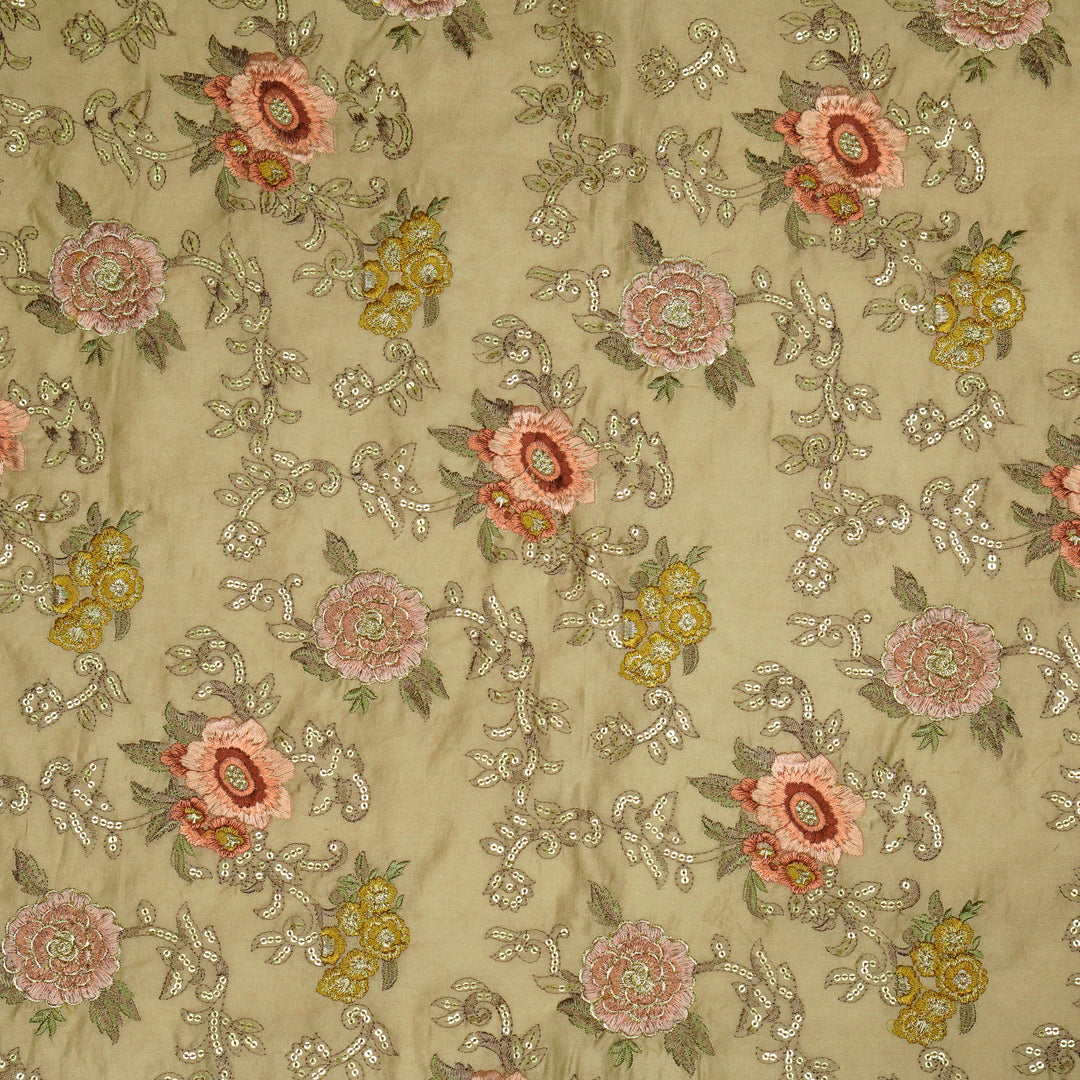 Abhra Jaal on Almond Luxe Silk Chanderi Embroidered Fabric